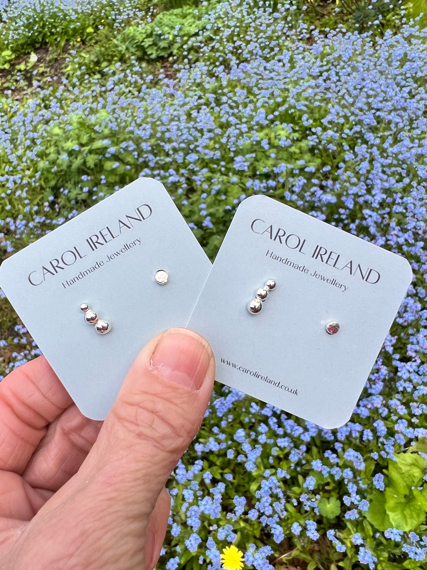 Tiny Sterling silver stud earrings, mismatched pair for extra piercings