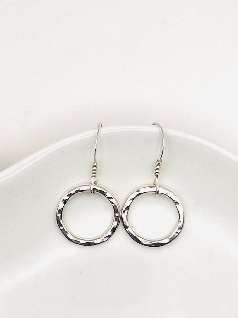 Minimal Silver Circle Drop Earrings