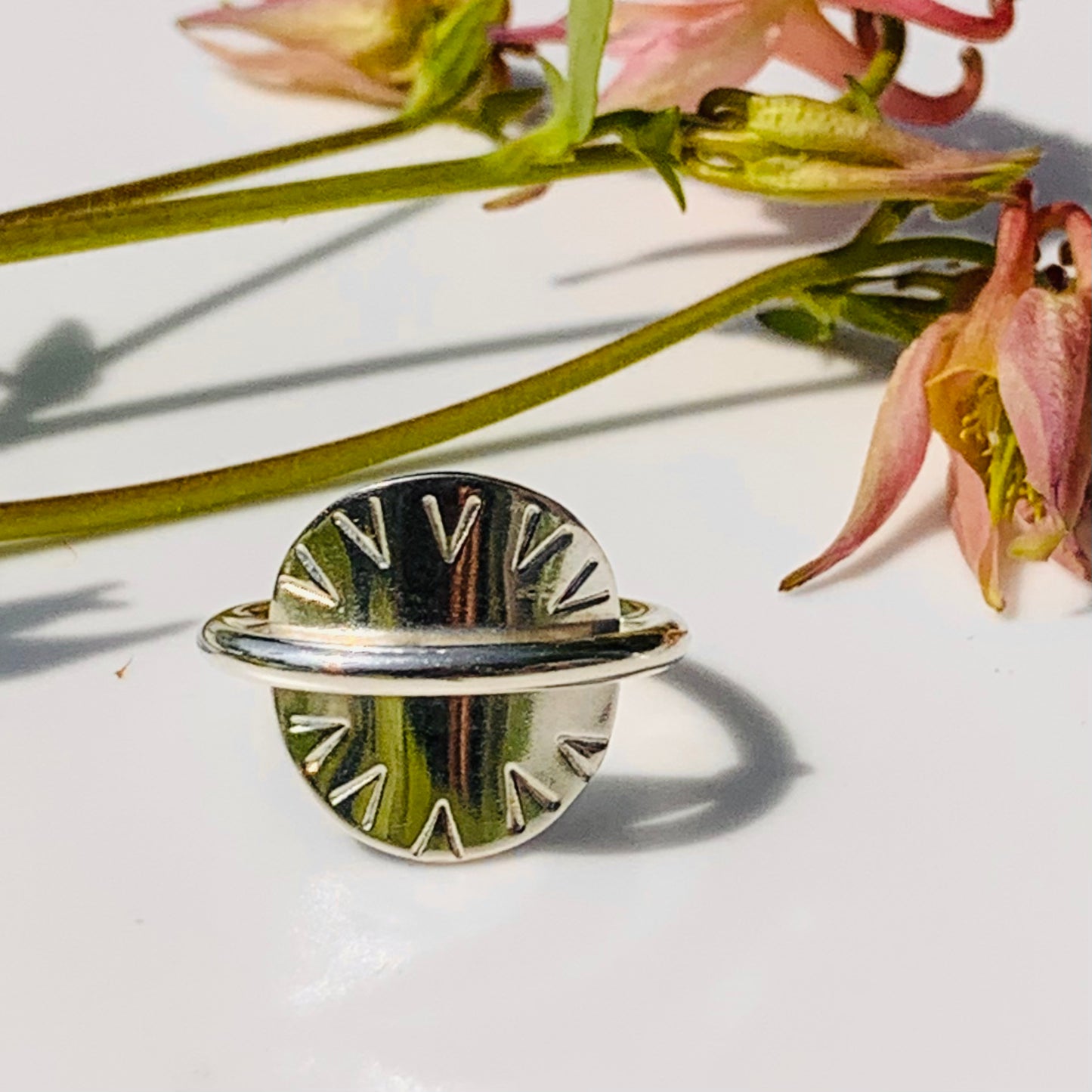 Sterling Silver Sun Disk Ring. Small.