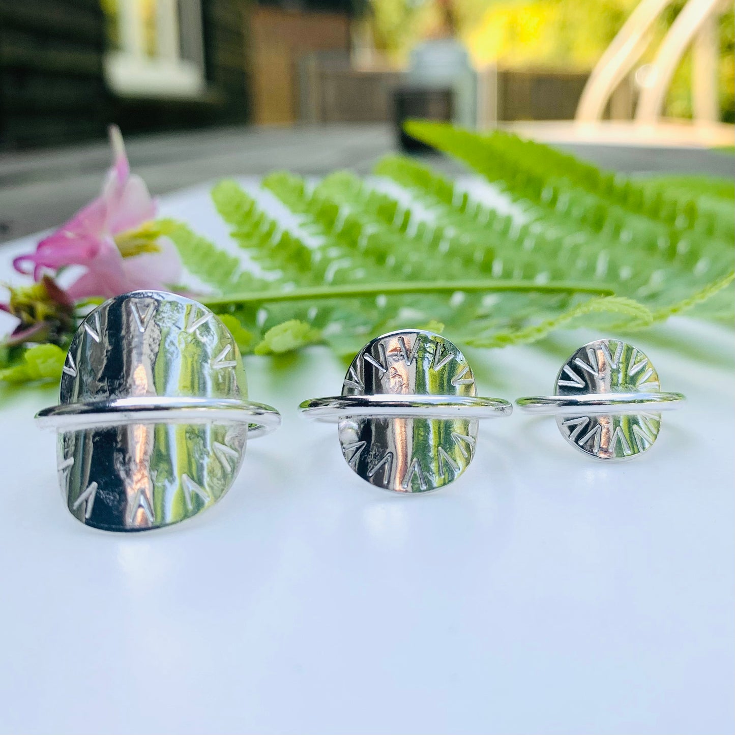 Sterling Silver Sun Disk Ring. Small.