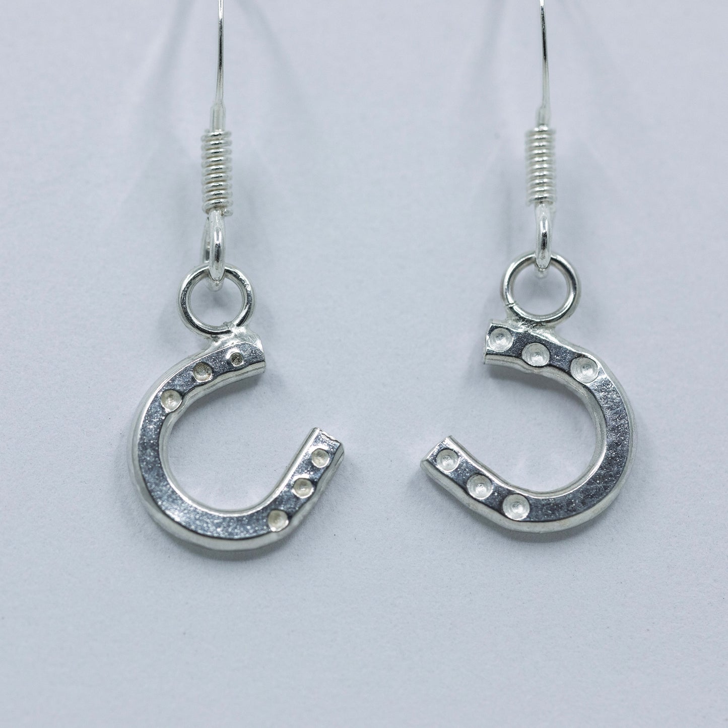 Sterling Silver Horseshoe drop earrings.