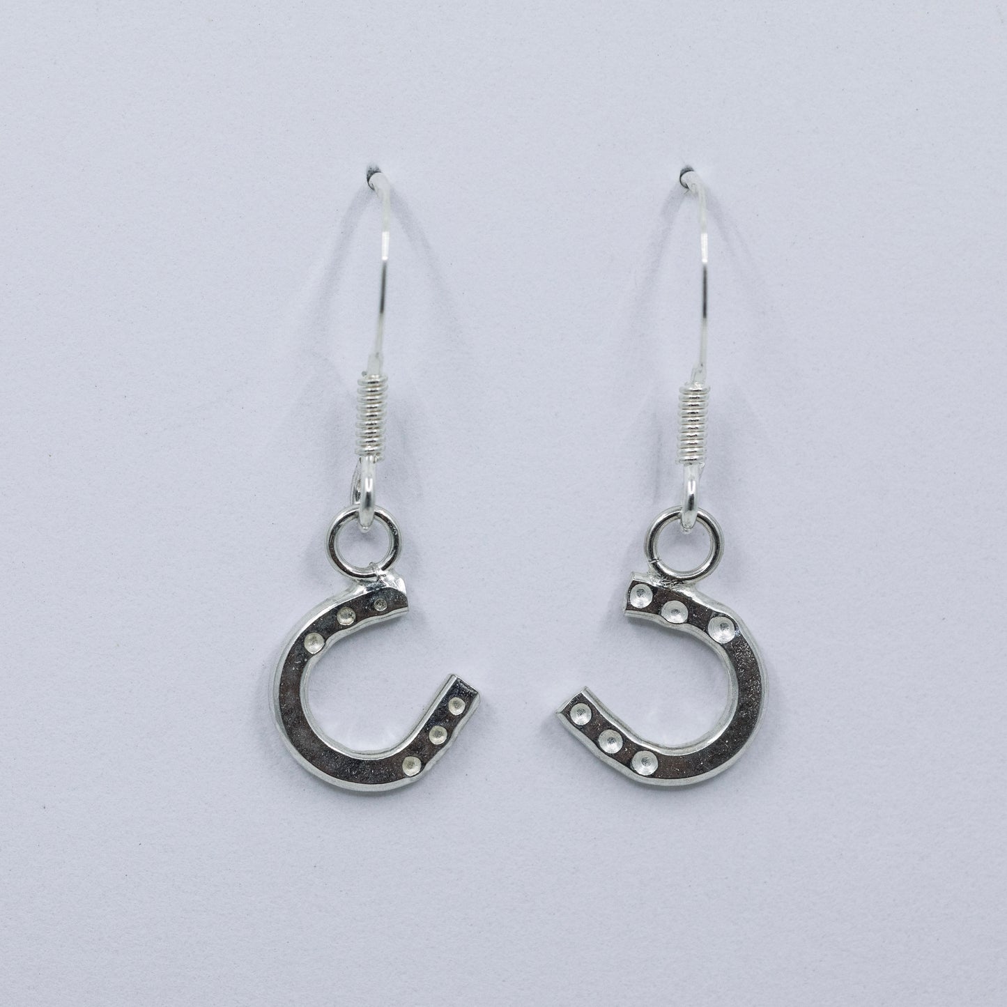 Sterling Silver Horseshoe drop earrings.