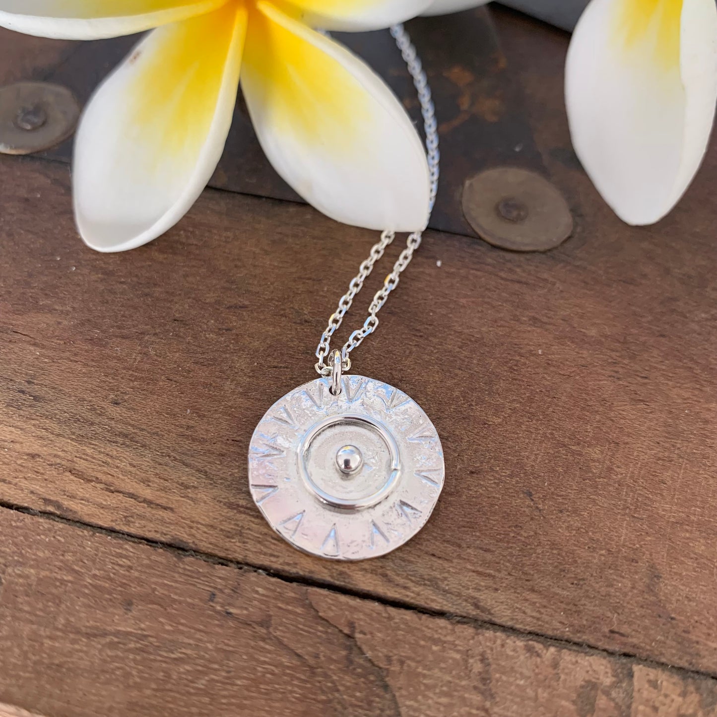 Sterling Silver Sun Disk Necklace