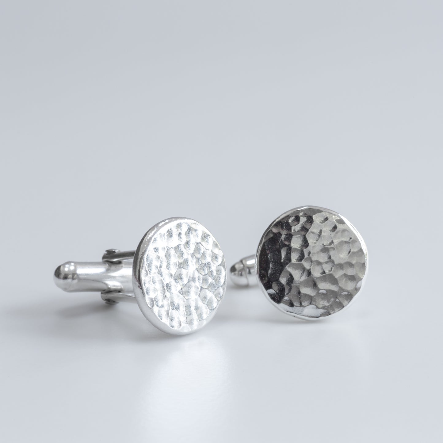 Sterling Silver Round Hammered Cufflinks