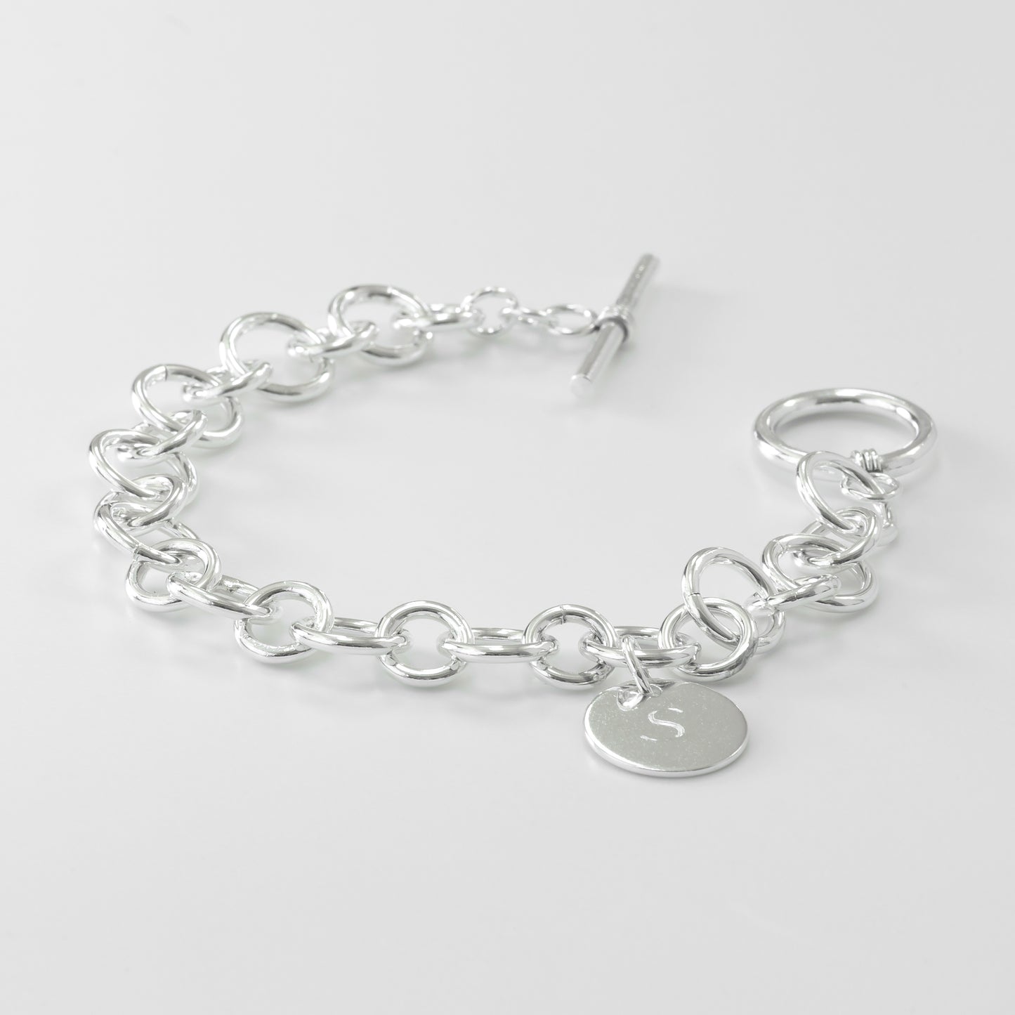 Sterling Silver Classic Link Bracelet with Initial Charm